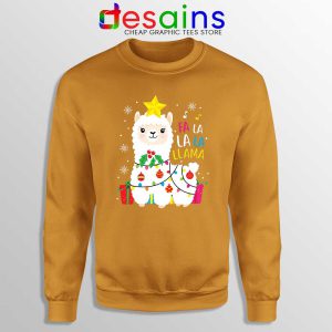 Llama Fa La La Christmas Orange Sweatshirt The llama Funny Sweater S-3XL