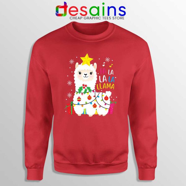 Llama Fa La La Christmas Red Sweatshirt The llama Funny Sweater S-3XL