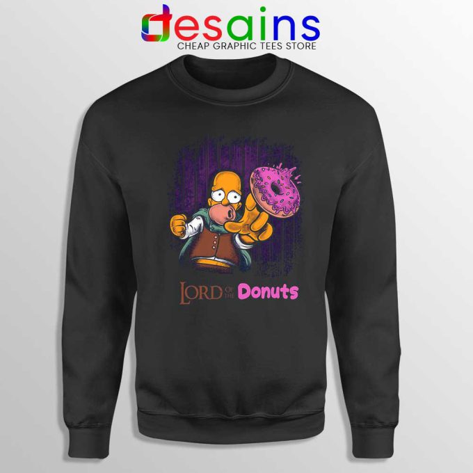 Lord of The Donuts Simpsons Black Sweatshirt Cartoon Sweater S-3XL