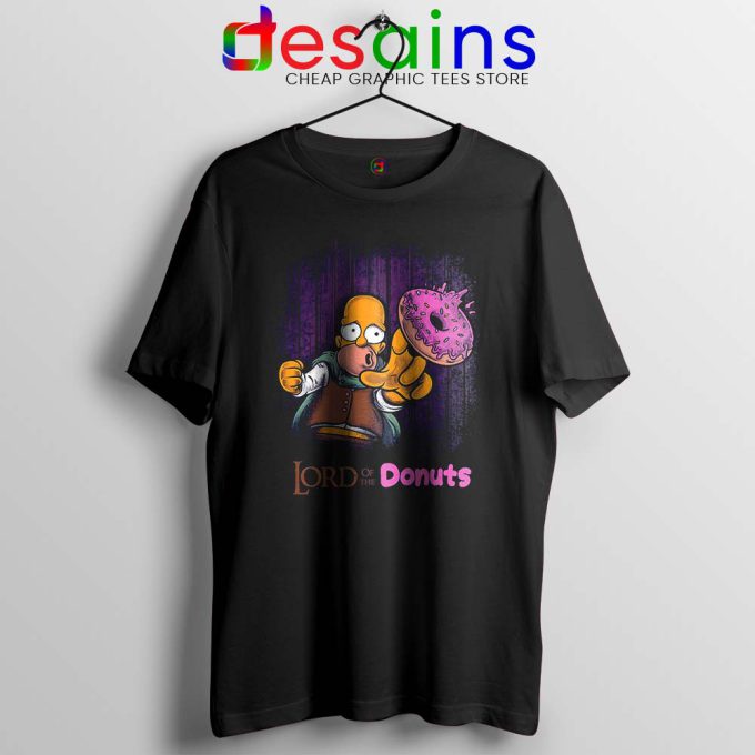 Lord of The Donuts Simpsons Black Tshirt Cartoon Tee Shirts