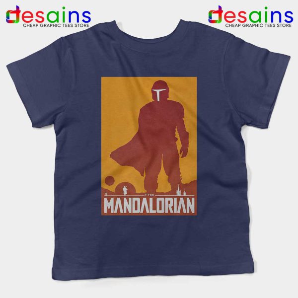 Mandalorian Disney Art Poster Navy Kids Tshirt Disney Plus Tees