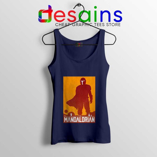 Mandalorian Disney Art Poster Navy Tank Top Disney Plus Tank Tops