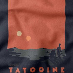 Navy tank top featuring minimalist sci-fi Tatooine travel poster design