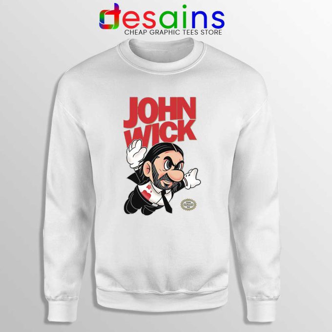Super John Wick White Sweatshirt Super Mario Wick Sweater S-3XL