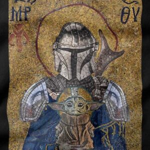The Child Is My Religion Tank Top featuring Baby Yoda and Mandalorian mosaic art
