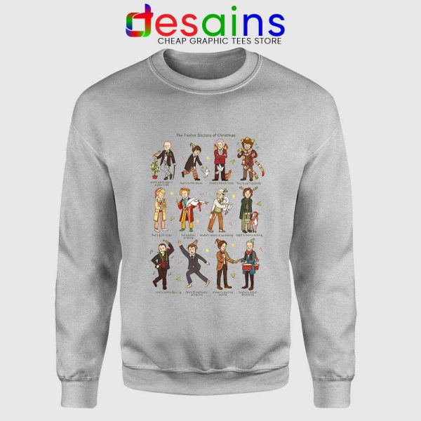 The Twelve Doctors of Christmas Sport Grey Sweatshirt Dr Who Sweater