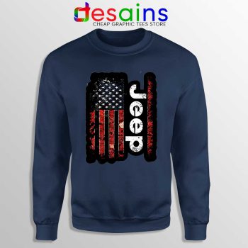 USA Flag Jeep Navy Sweatshirt American Jeep Sweater S-3XL