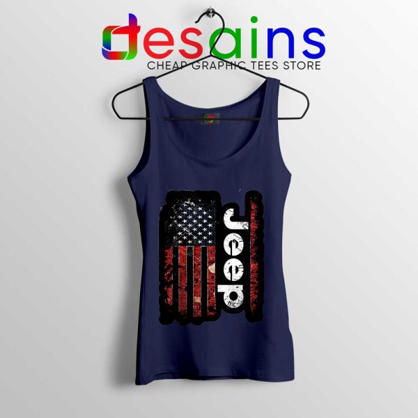 USA Flag Jeep Navy Tank Top American Jeep Tank Tops S-3XL