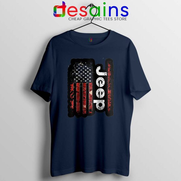 USA Flag Jeep Navy Tshirt American Jeep Tee Shirts Size S-3XL