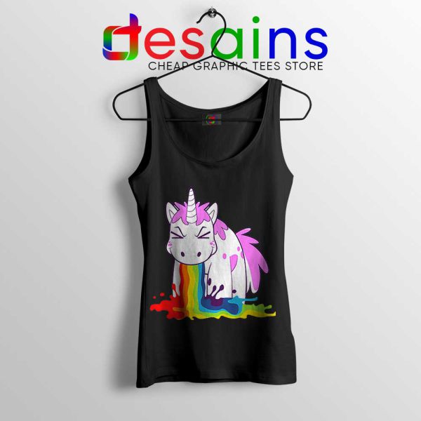 Unicorn I Puke Rainbows Black Tank Top Funny Unicorns Tank Tops