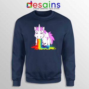 Unicorn I Puke Rainbows Navy Sweatshirt Unicorns Sweater S-3XL