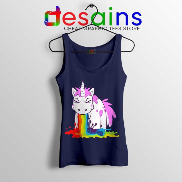 Unicorn I Puke Rainbows Navy Tank Top Funny Unicorns Tank Tops