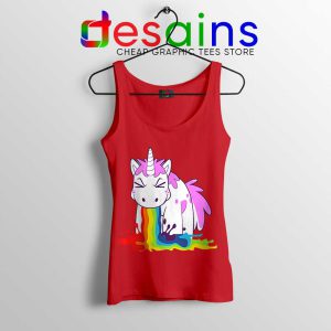 Unicorn I Puke Rainbows Red Tank Top Funny Unicorns Tank Tops