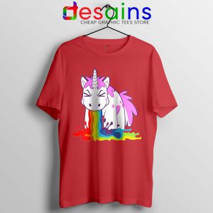 Unicorn I Puke Rainbows Red Tshirt UnicornS Tee Shirts S-3XL