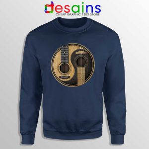 Yin Yang Guitar Navy Sweatshirt Acoustic Guitar Sweater S-3XL