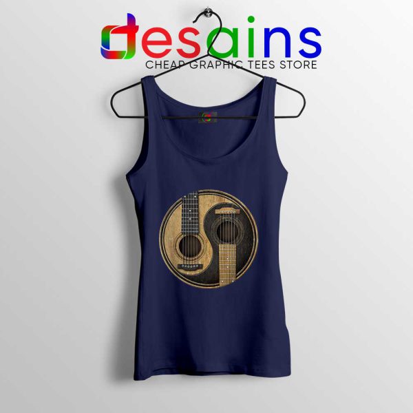 Yin Yang Guitar Navy Tank Top Acoustic Guitar Tank Tops S-3XL