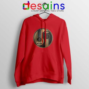 Yin Yang Guitar Red Hoodie Acoustic Guitar Hoodies S-2XL