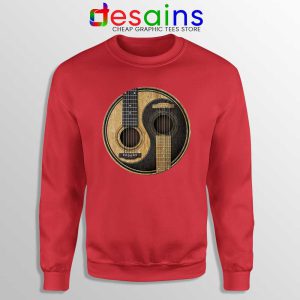 Yin Yang Guitar Red Sweatshirt Acoustic Guitar Sweater S-3XL