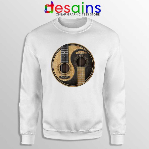 Yin Yang Guitar White Sweatshirt Acoustic Guitar Sweater S-3XL