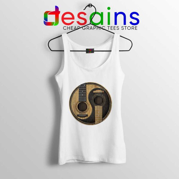 Yin Yang Guitar White Tank Top Acoustic Guitar Tank Tops S-3XL