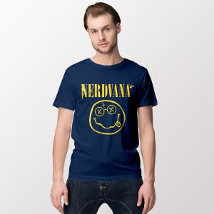 Albums Nerdvana Smiley Tshirt Navy Smells Like Teen Spirit