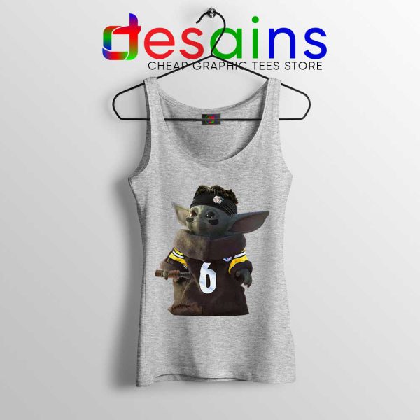 Baby Yoda Pittsburgh Steelers NFL Sport Grey Tank Top The Mandalorian