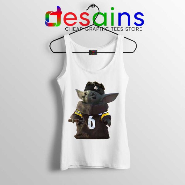 Baby Yoda Pittsburgh Steelers NFL White Tank Top The Mandalorian