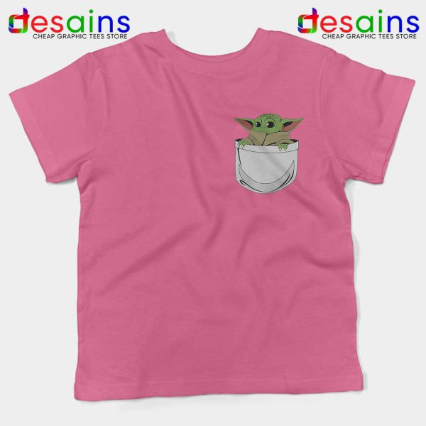 Baby Yoda in a Pocket Pink Kids Tshirt The Child Youth Tees