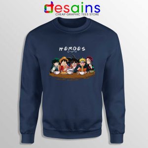 Best Anime Superheroes Navy Sweatshirt Friends Manga Sweaters