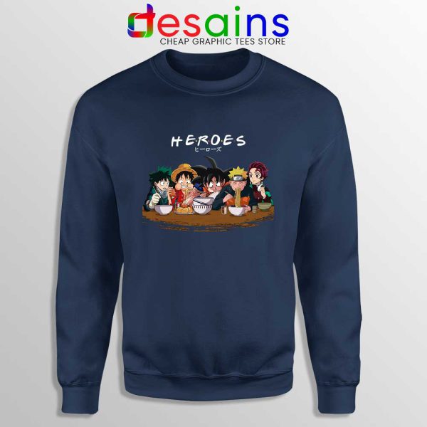 Best Anime Superheroes Navy Sweatshirt Friends Manga Sweaters