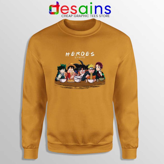 Best Anime Superheroes Orange Sweatshirt Friends Manga Sweaters