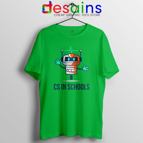 CS in Schools Robot Lime Green Tshirt Computer Science Tees