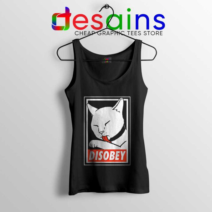 Disobey Cat Tank Top Funny Obey Clothing Cats Tops S-3XL