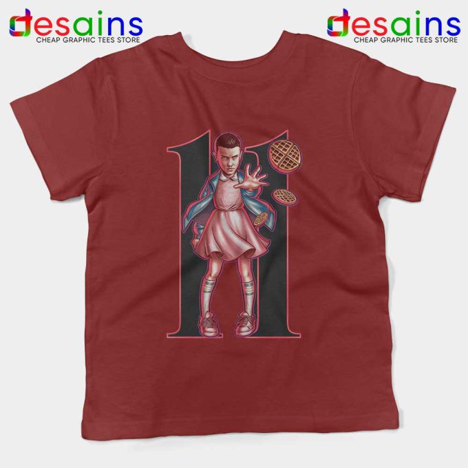 Eleven Character Maroon Kids Tshirt Stranger Things Netflix Youth
