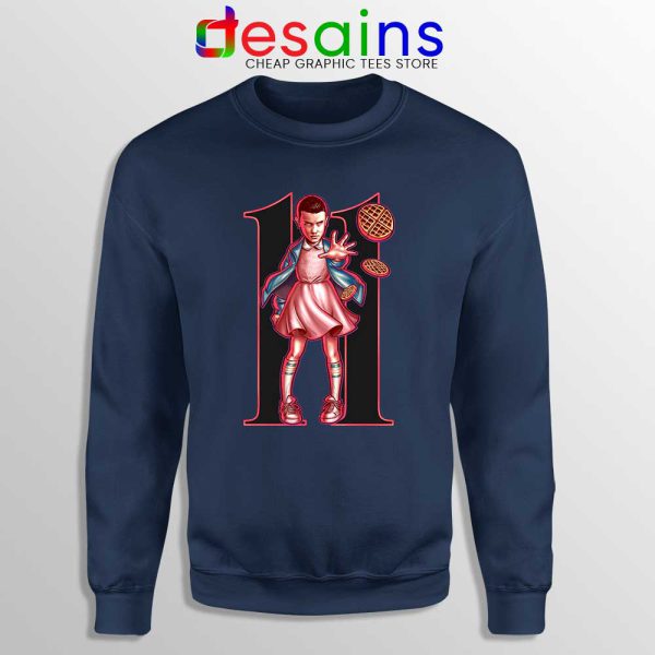 Eleven Character Navy Sweatshirt Stranger Things Netflix Sweaters