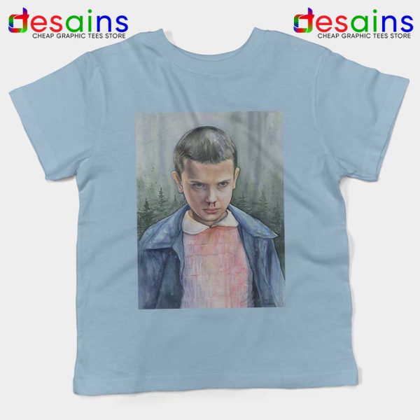 Eleven Stranger Things Blood Kids Light Blue Tshirt Stranger Things Youth