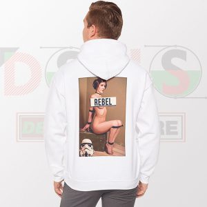Fantasy Naked Princess Leia Hoodie - Back-printed - White