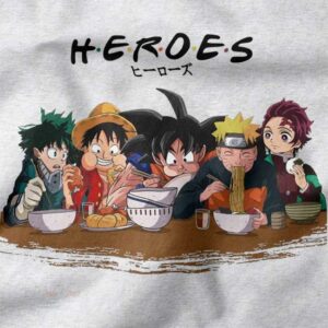 Funny shonen crossover graphic sweatshirt featuring Goku and Naruto