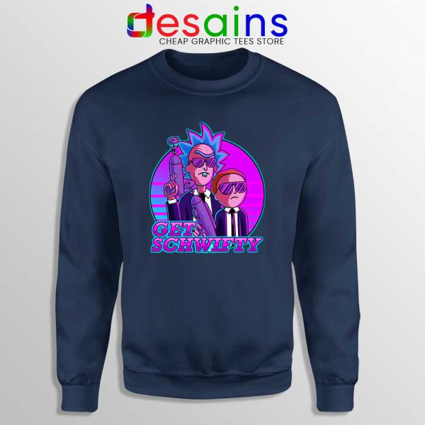 Get Schwifty Men in Black Sweatshirt Navy Rick and Morty Sweater