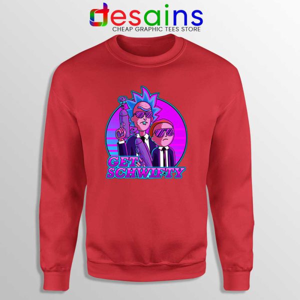 Get Schwifty Men in Black Sweatshirt Red Rick and Morty Sweater