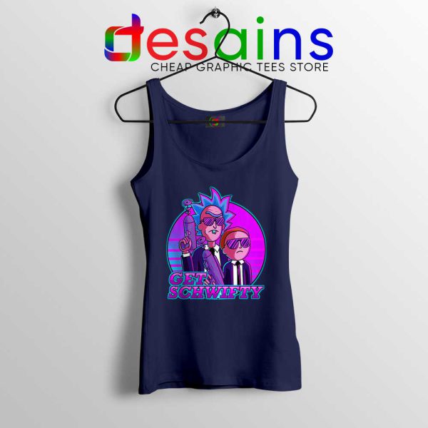 Get Schwifty Men in Black Tank Top Navy Rick and Morty Tops