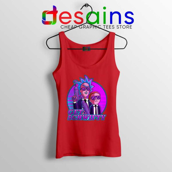 Get Schwifty Men in Red Tank Top Navy Rick and Morty Tops