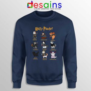 Hairy Pawter For Cat Lovers Navy Sweatshirt Harry Potter Cats Sweaters