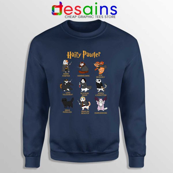 Hairy Pawter For Cat Lovers Navy Sweatshirt Harry Potter Cats Sweaters