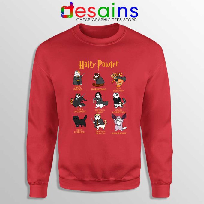 Hairy Pawter For Cat Lovers Red Sweatshirt Harry Potter Cats Sweaters
