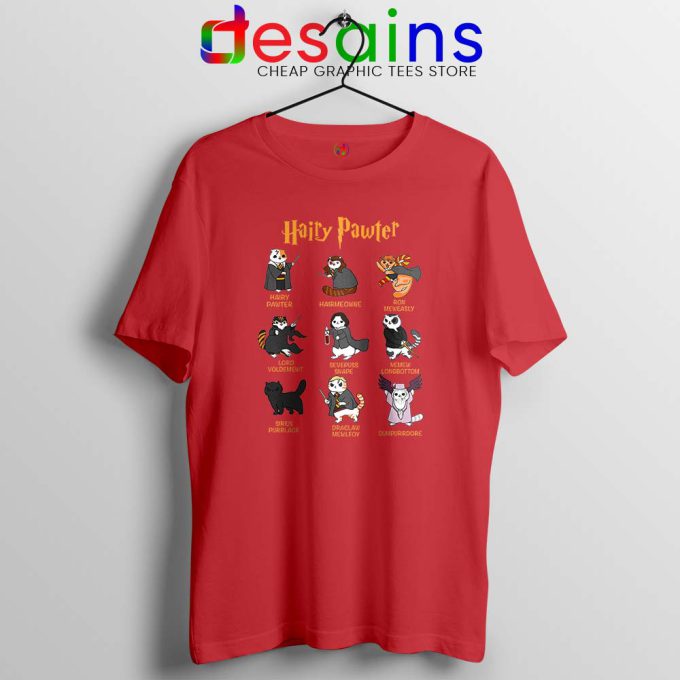 Hairy Pawter For Cat Lovers Red Tshirt Harry Potter Cats Tees