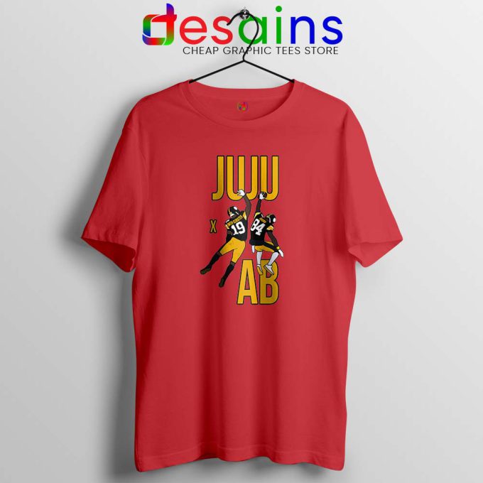 Juju Smith Schuster and Antonio Brown Red Tshirt Pittsburgh Steelers