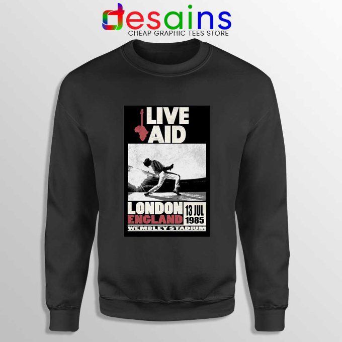 Live Aid at Wembley Black Sweatshirt Live Aid Musical Event Sweaters