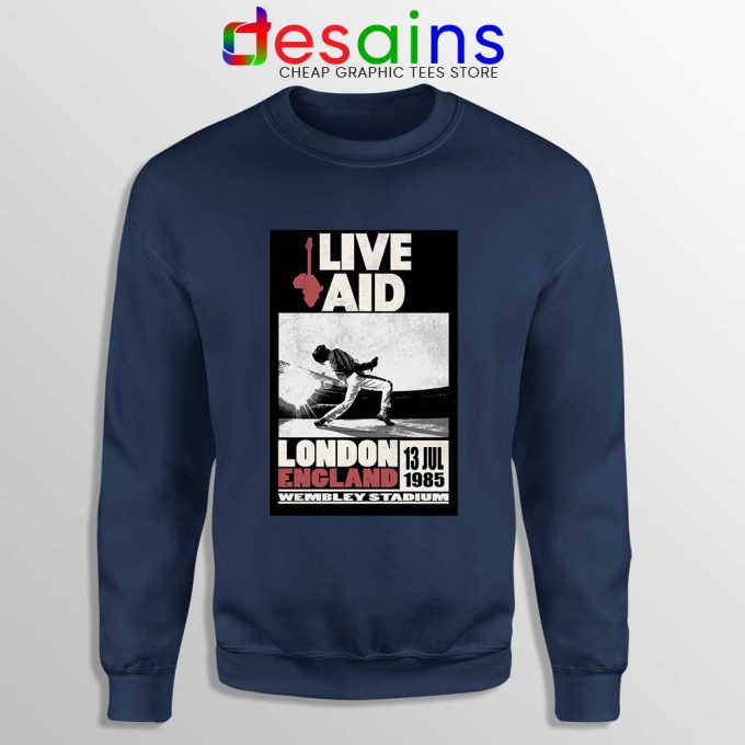 Live Aid at Wembley Navy Sweatshirt Live Aid Musical Event Sweaters