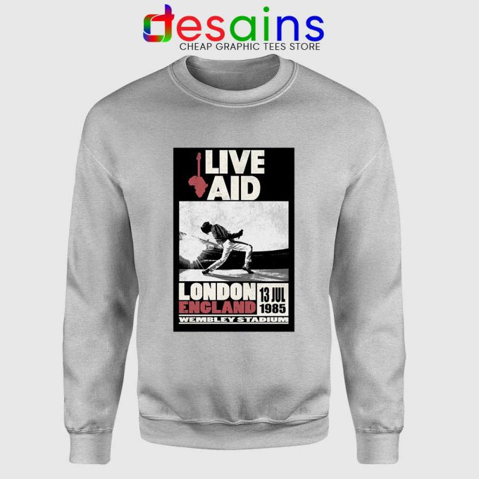 Live Aid at Wembley Sport Grey Sweatshirt Live Aid Musical Event Sweaters